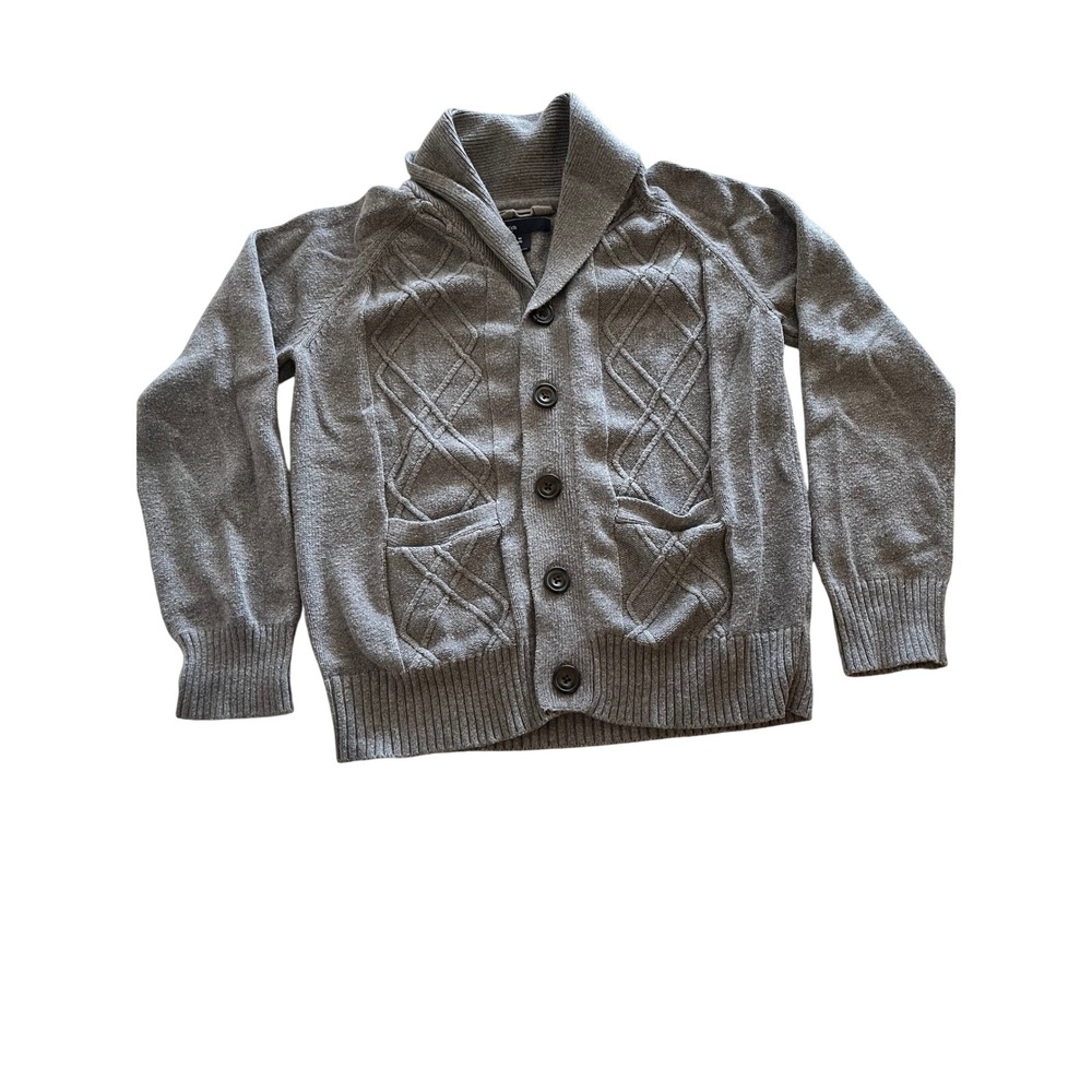 Gap Kids Boys Gray Shawl Collar Cable Knit Button Cardigan Sweater Size M 8